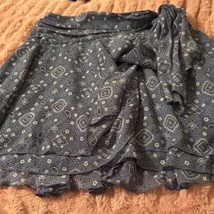 Aerie Asymmetrical Blue Patterned Skirt